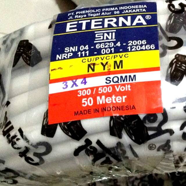 Jual Kabel Listrik Eterna X X Nym Harga Meter Tembaga Asli