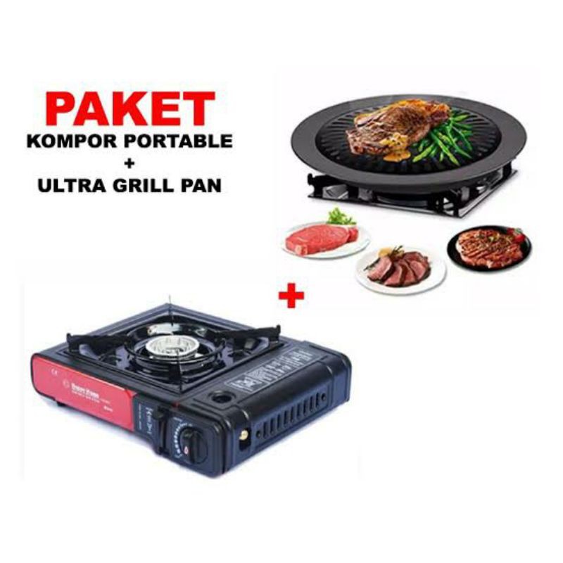 Jual Paket Barbeque BBQ Grill Set Kompor Portable Progas Tas BBQ