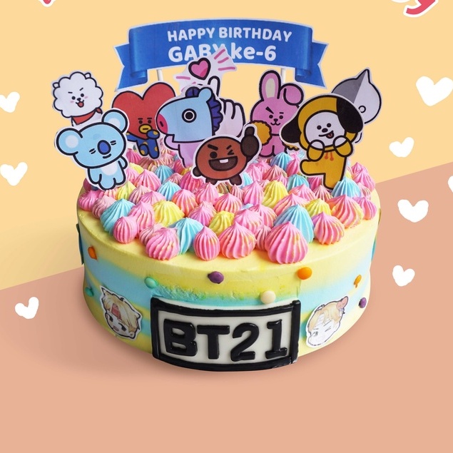 Jual Blackforest Toppers BT21 Roti Ulang Tahun Karakter Custom Roti