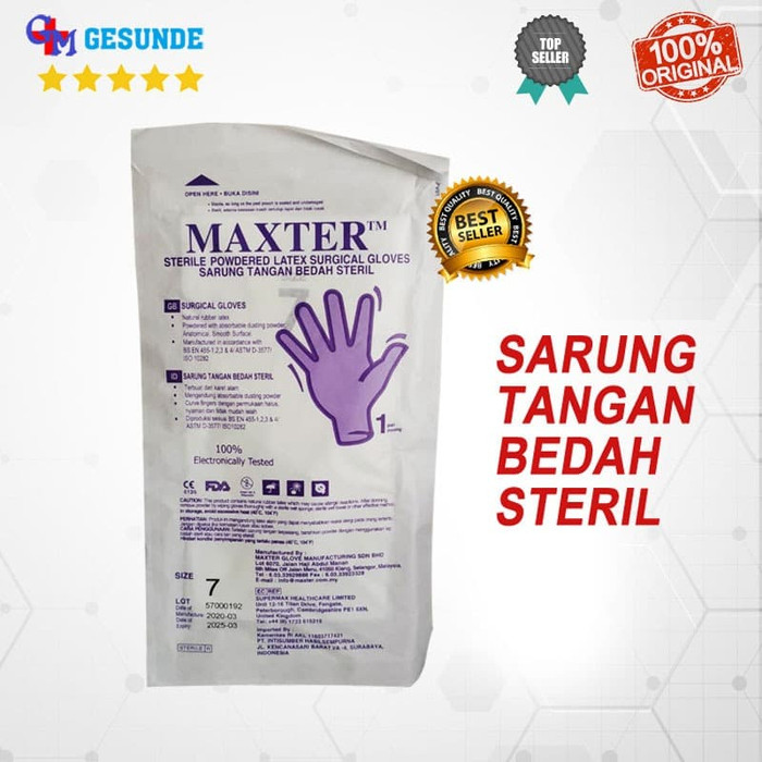 Jual Sarung Tangan Bedah Steril Maxter Sarung Tangan Medis Surgical