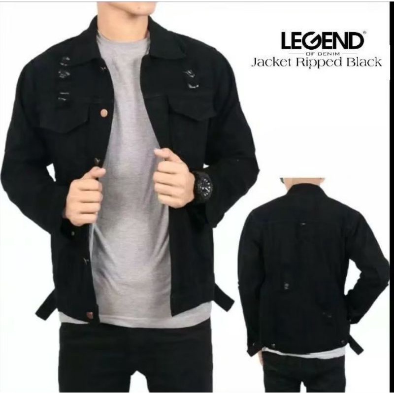 Jual Jaket Jeans Pria Hitam Polos Best Seller Shopee Indonesia