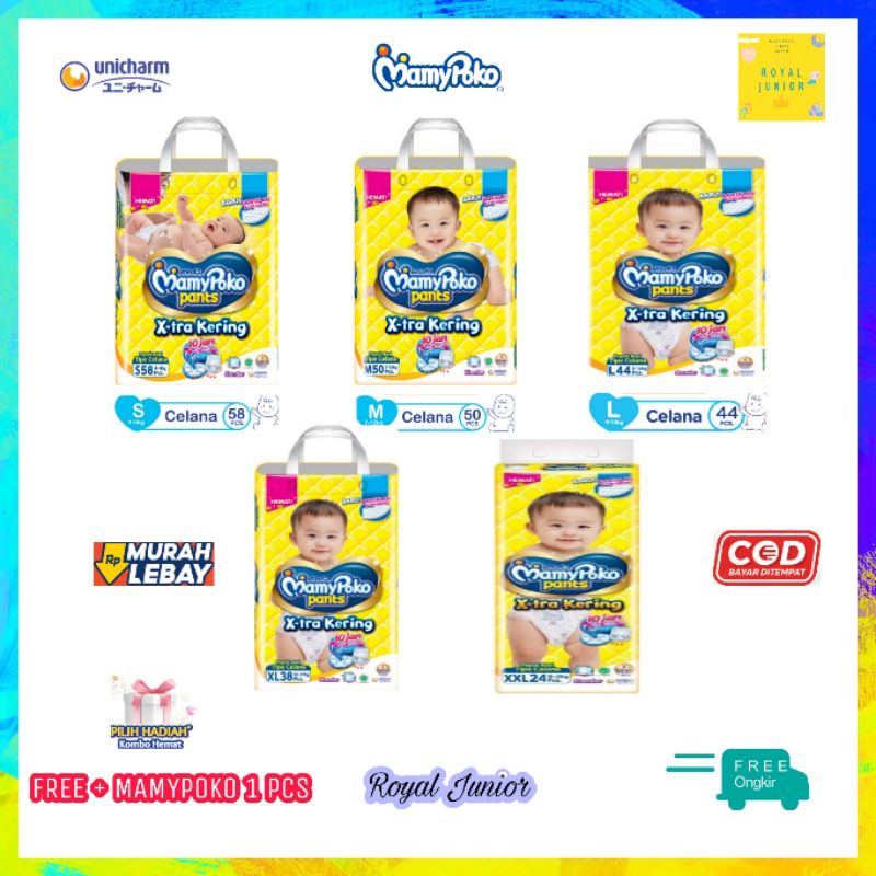 Jual MamyPoko Pants X Tra Kering Popok Celana Jumbo Ukuran L42 M48 S56