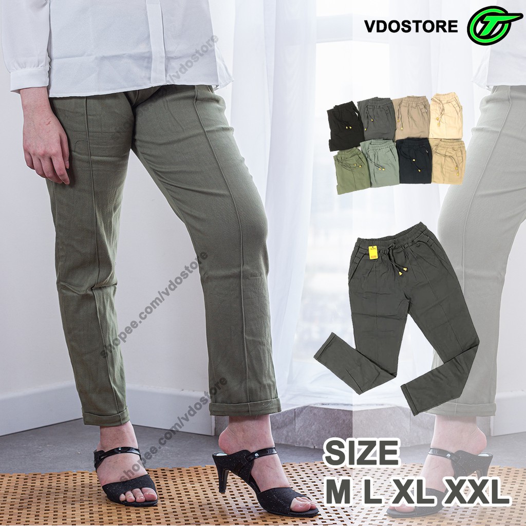 Jual Celana Jogger Wanita Stretch Katun Twill Baggy Pants Premium Joger