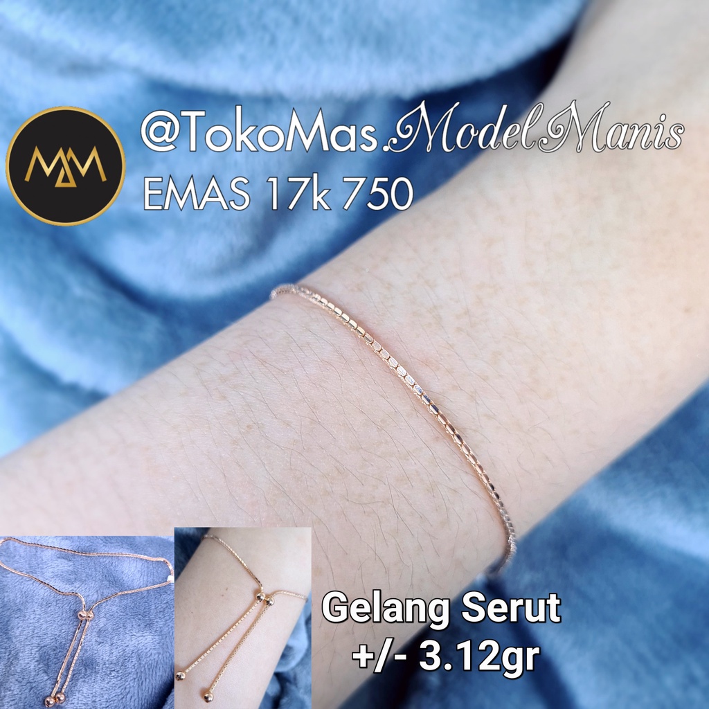 Jual Gelang Serut Santa Italy Emas Rosegold 750 Kadar 17k Shopee