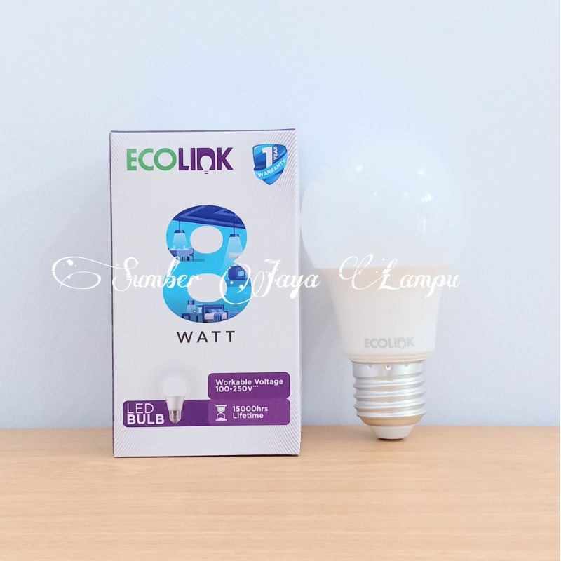 Jual Lampu LEDBulb EcoLink 8 Watt Cahaya Putih Shopee Indonesia