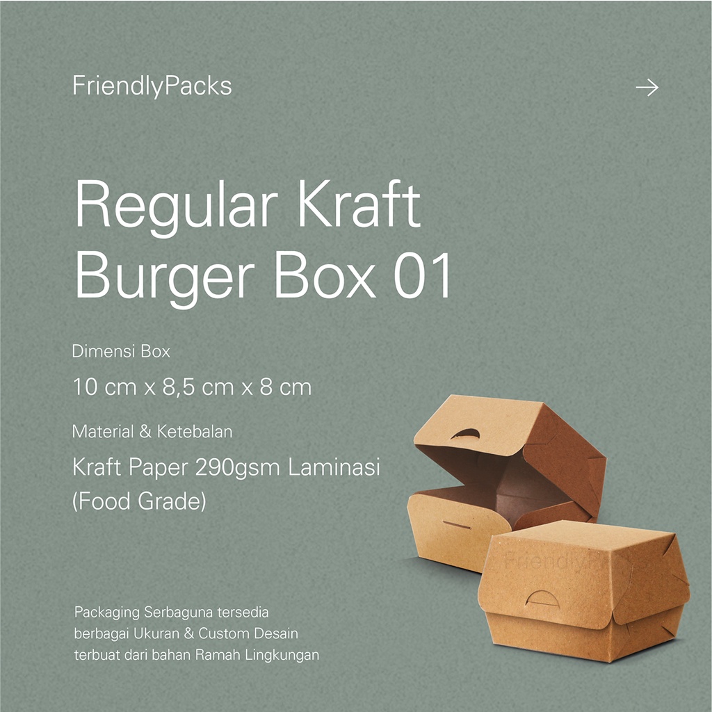 Jual Regular Burger Box Packaging Kraft Kemasan Burger Kotak Burger