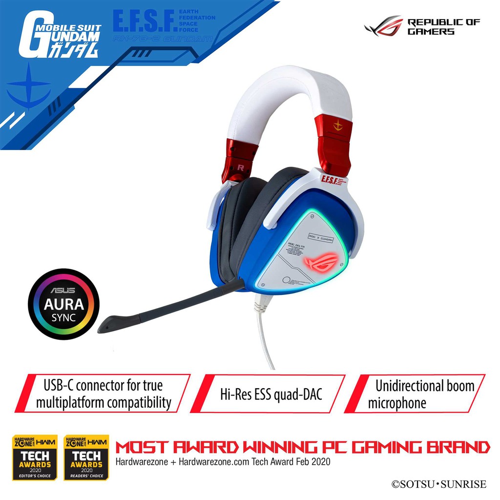 Jual Rog Delta Gundam Edition Gaming Headset Hi Res Ess Quad Dac Rgb