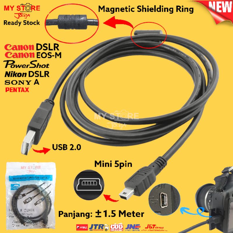 Jual Kabel Data Kamera Mini USB 5pin Charger Cable 1 5M Canon EOS