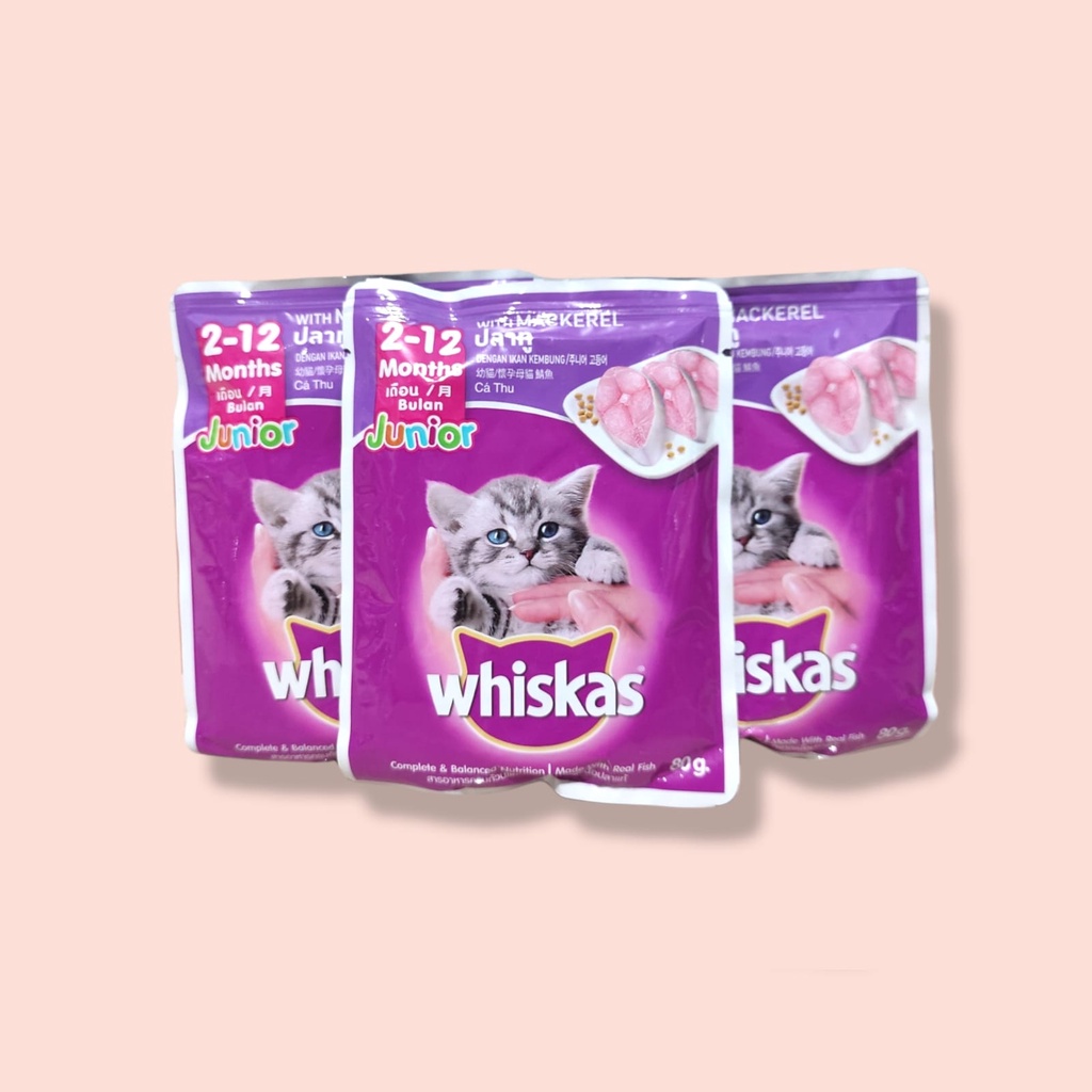 Jual Makanan Kucing Whiskas Pouch Junior 2 12 Bulan 85gr Shopee Indonesia