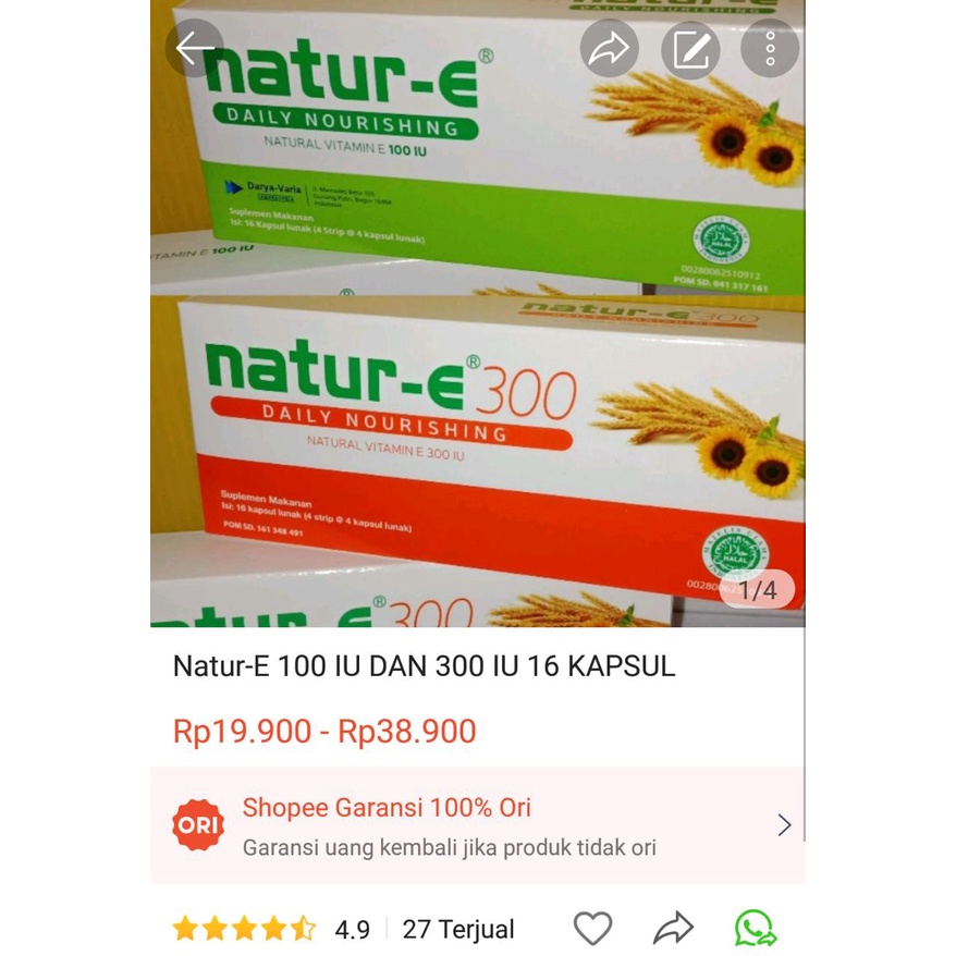 Jual Natur E Iu Dan Iu Kapsul Shopee Indonesia