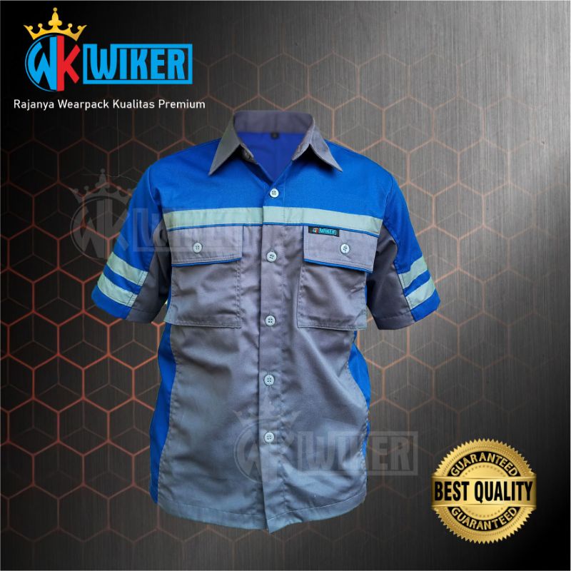 Jual Wearpack Atasan Biru Kombinasi Abu Abu Baju Safety Keren Baju