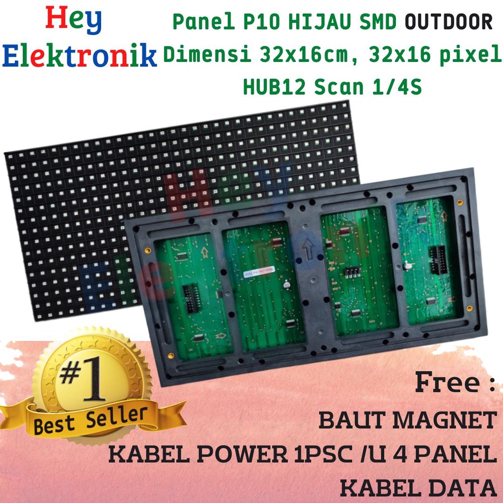 Jual Panel Module Model Led P10 Hijau FullOutdoor SMD Running Text