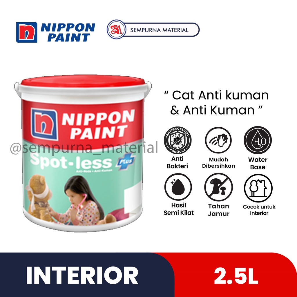 Jual Cat Interior Nippon Paint Spot Less Plus Liter Putih