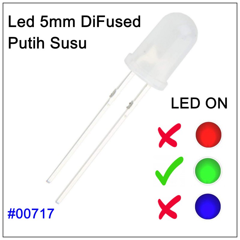 Jual Led Hijau Diffused Mm Putih Susu Hidup Warna Hijau Led Green