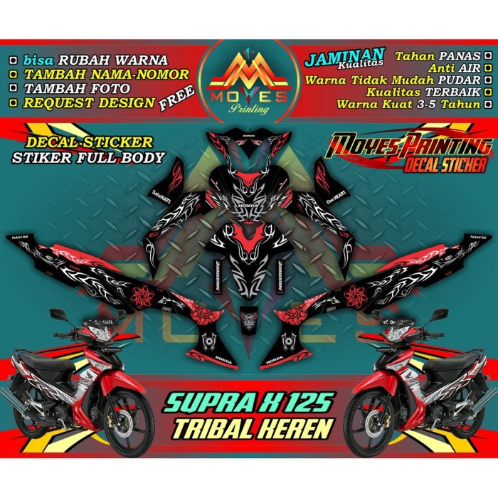 Jual Stiker Supra X 125 Motif Tribal Decal Supra X 125 Motif Tribal