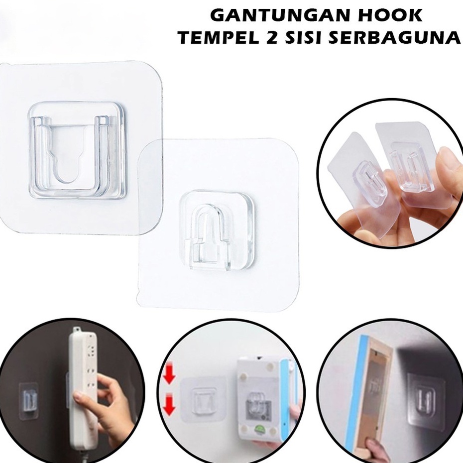 Jual Najwa Gantungan Tempel Socket Hook Transparan Pasang