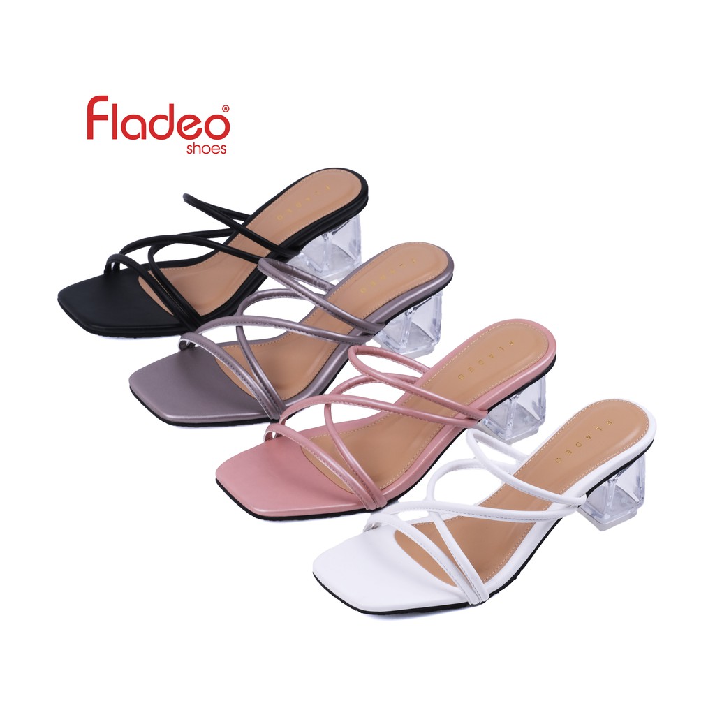 Jual Fladeo D Ldh Wh Sandal Heels Slide Wanita Hak Kaca