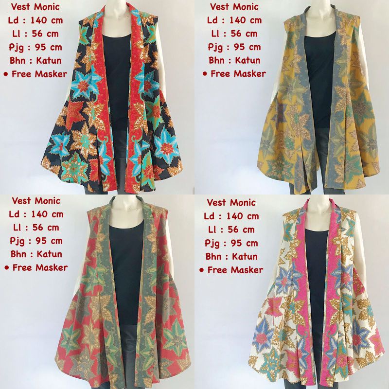 Jual Aida Vest Anya Blazer Batik Kerja Outer Batik Kantor Cardigan