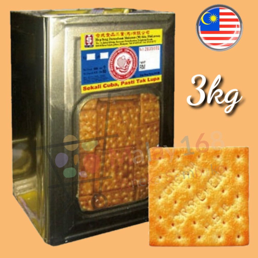 Jual HUP SENG CREAM CRACKERS 3KG KALENG BISKUIT ASIN KALENG BISKUIT