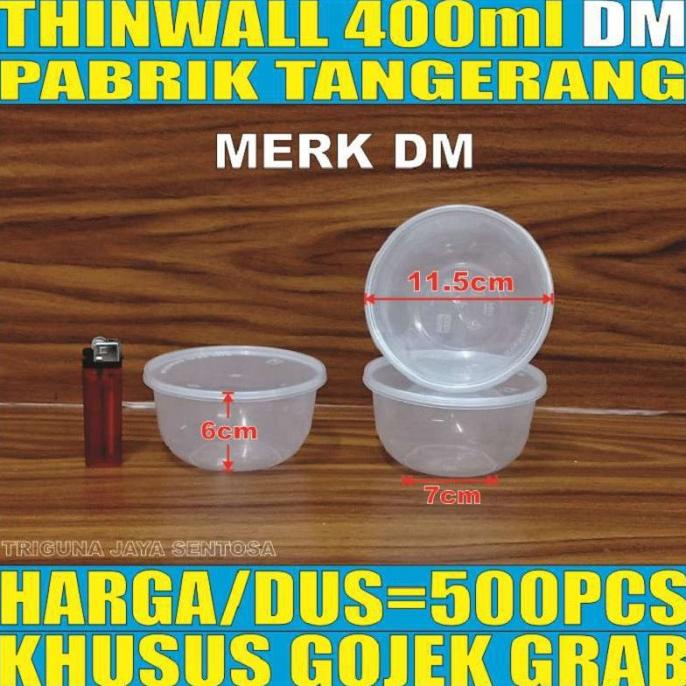 Jual Thinwall DM 400ml Bowl Per Dus Mangkok Makan Bulat Plastik