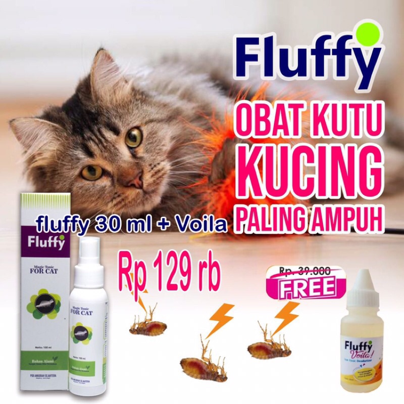 Jual Obat Kutu Kucing Fluffy 30ml Spray Penghilang Scabies Semprot