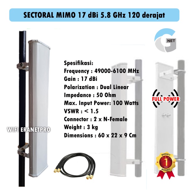 Jual Antena Wifi Gnet Sectoral MIMO 17 DBi 5 8 GHz 120 Derajat Shopee