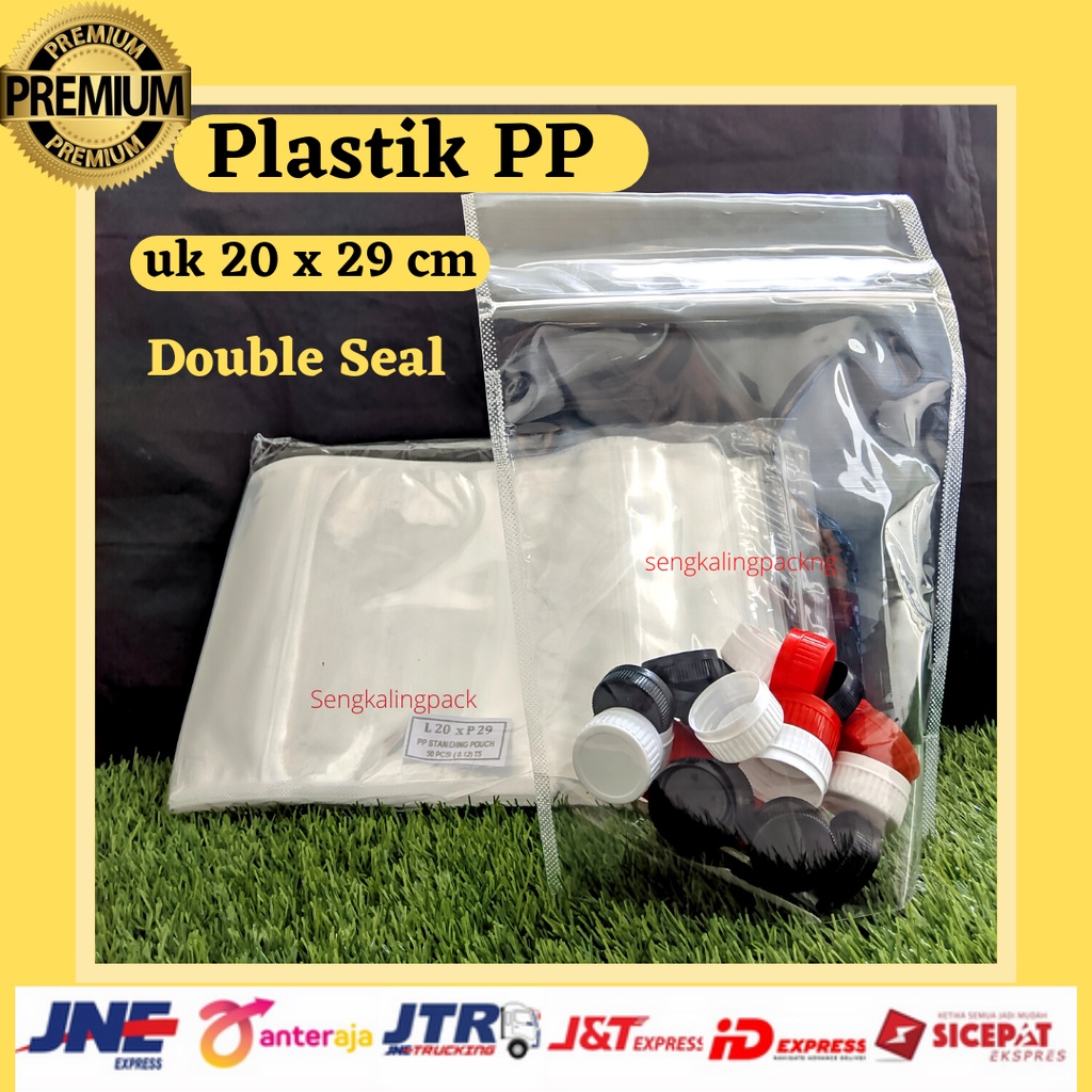 Jual 50 Pcs STP STANDING POUCH PLASTIK TRANSPARAN 20x29 DOUBLE SEAL