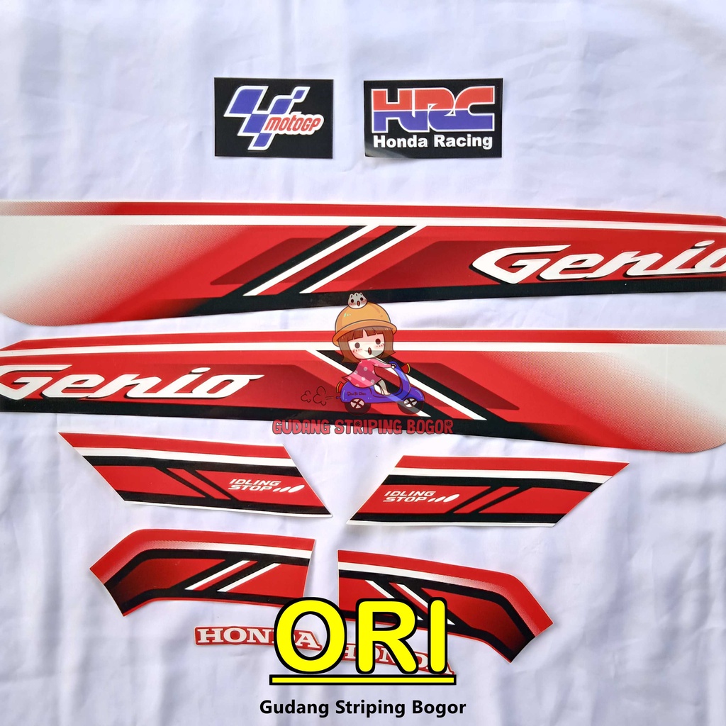 Jual STIKER STRIPING BODY MOTOR HONDA GENIO CBS ISS 2019 ORI PUTIH