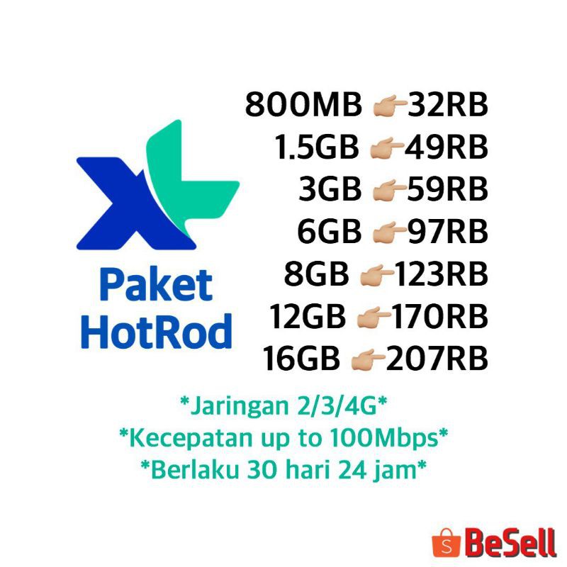 Jual Paket Data Kuota Internet Xl Hotrod Shopee Indonesia