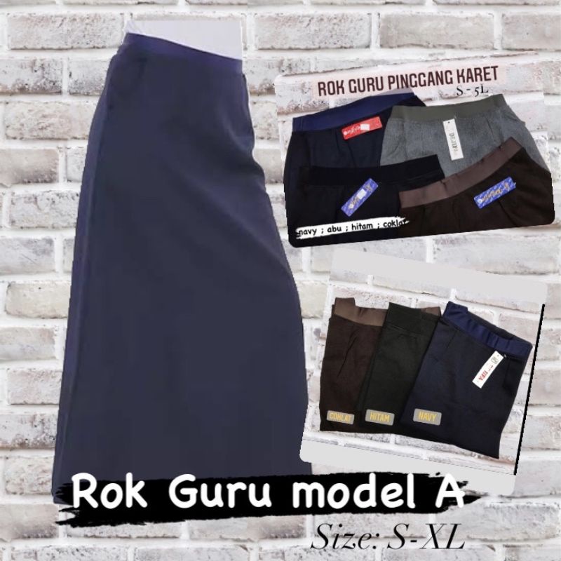 Jual Rok Kerja Model A Panjang Pinggang Karet Keliling Shopee Indonesia