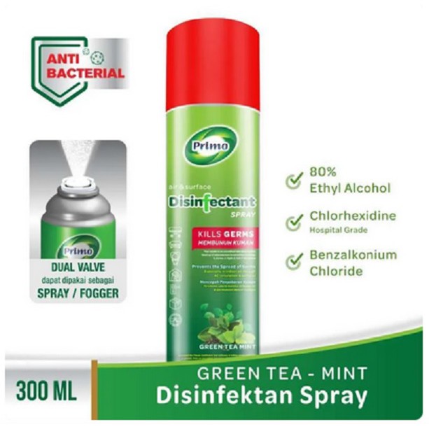 Jual PRIMO Disinfectant Spray Fogging Green Tea Mint 300 ML Shopee