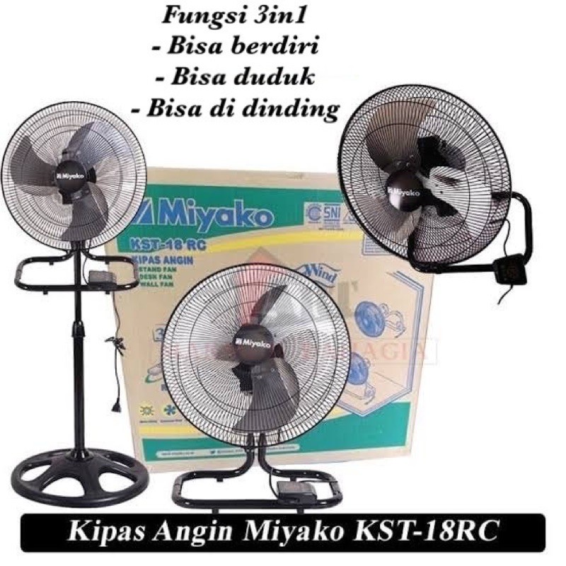 Jual Kipas Angin Besi Remote Miyako KST 18RC 3in1 Berdiri Duduk