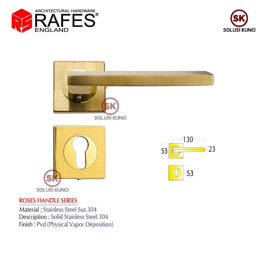 Jual Handle Pintu Roses RAFES ENGLAND Stainless Steel SUS 304 HR 18