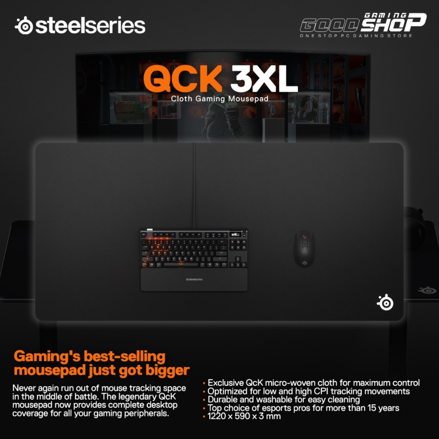 Jual SteelSeries QcK 3XL Cloth Gaming Mousepad Shopee Indonesia