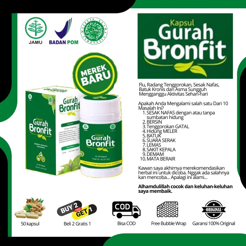 Jual Kapsul Gurah Bronfit Naturafit Pcs Asli Herbal Asma Flu Batuk