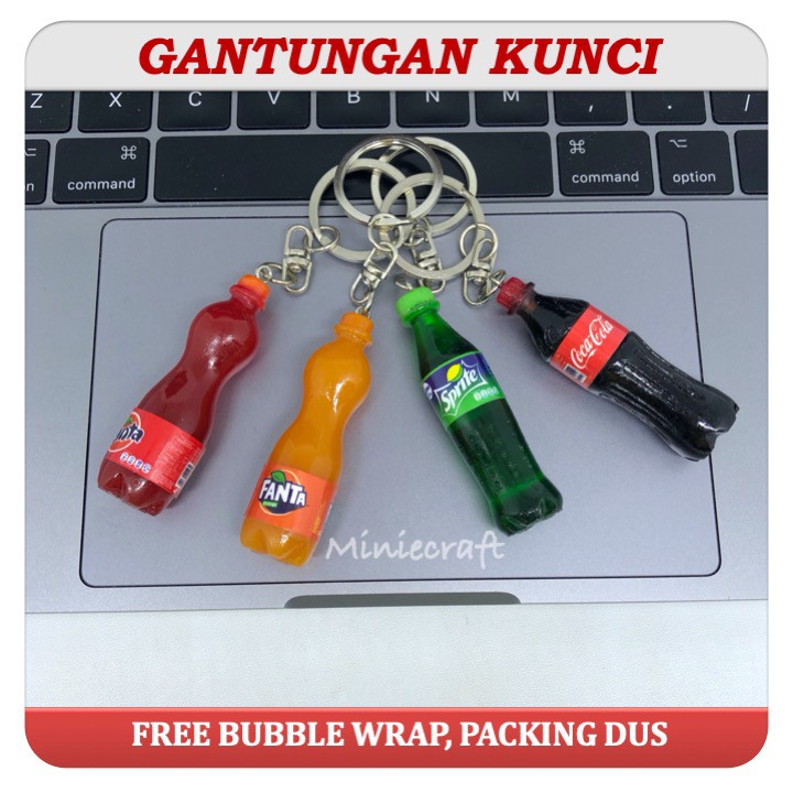 Jual Ganci Gantungan Kunci Miniatur Botol Soda Cocacola Sprite