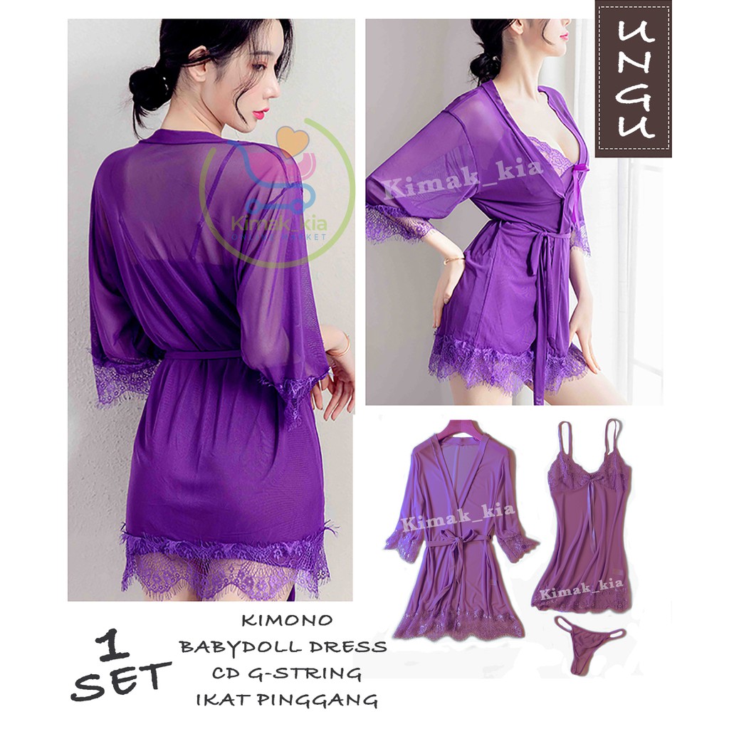 Jual Hot Cod S L Lingerie Kimono Transparan Set Baju Tidur Dewasa