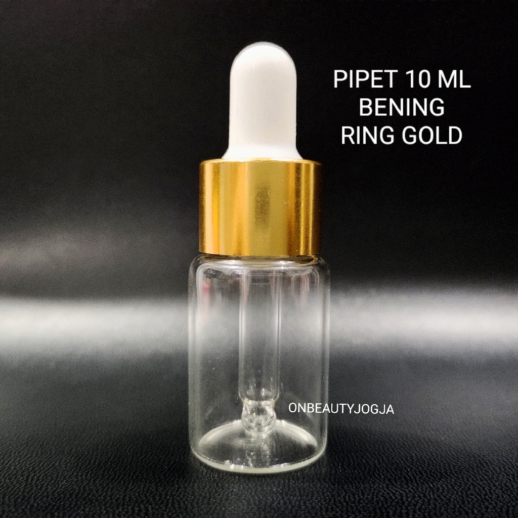 Jual BOTOL KACA PIPET 10 ML BENING RING GOLD KARET PUTIH Shopee