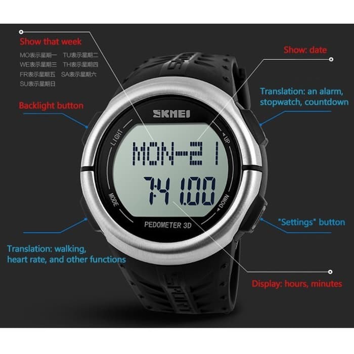 Jual Jual SKMEI Sport Watch Pedometer Heart Rate Tracking Water