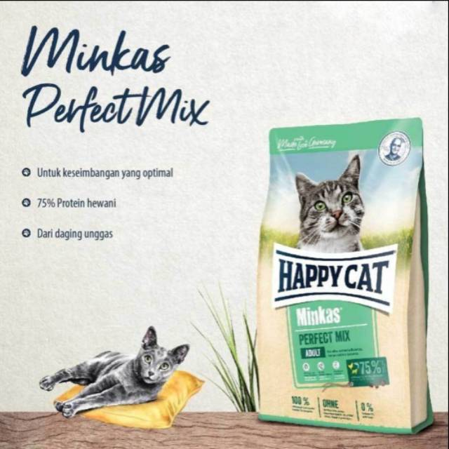 Jual Happy Cat Minkas Perfect Mix Adult 10 Kg Shopee Indonesia