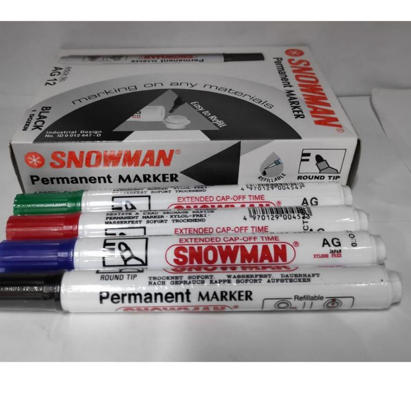 Jual Spidol Permanent Snowman AG 12 Shopee Indonesia