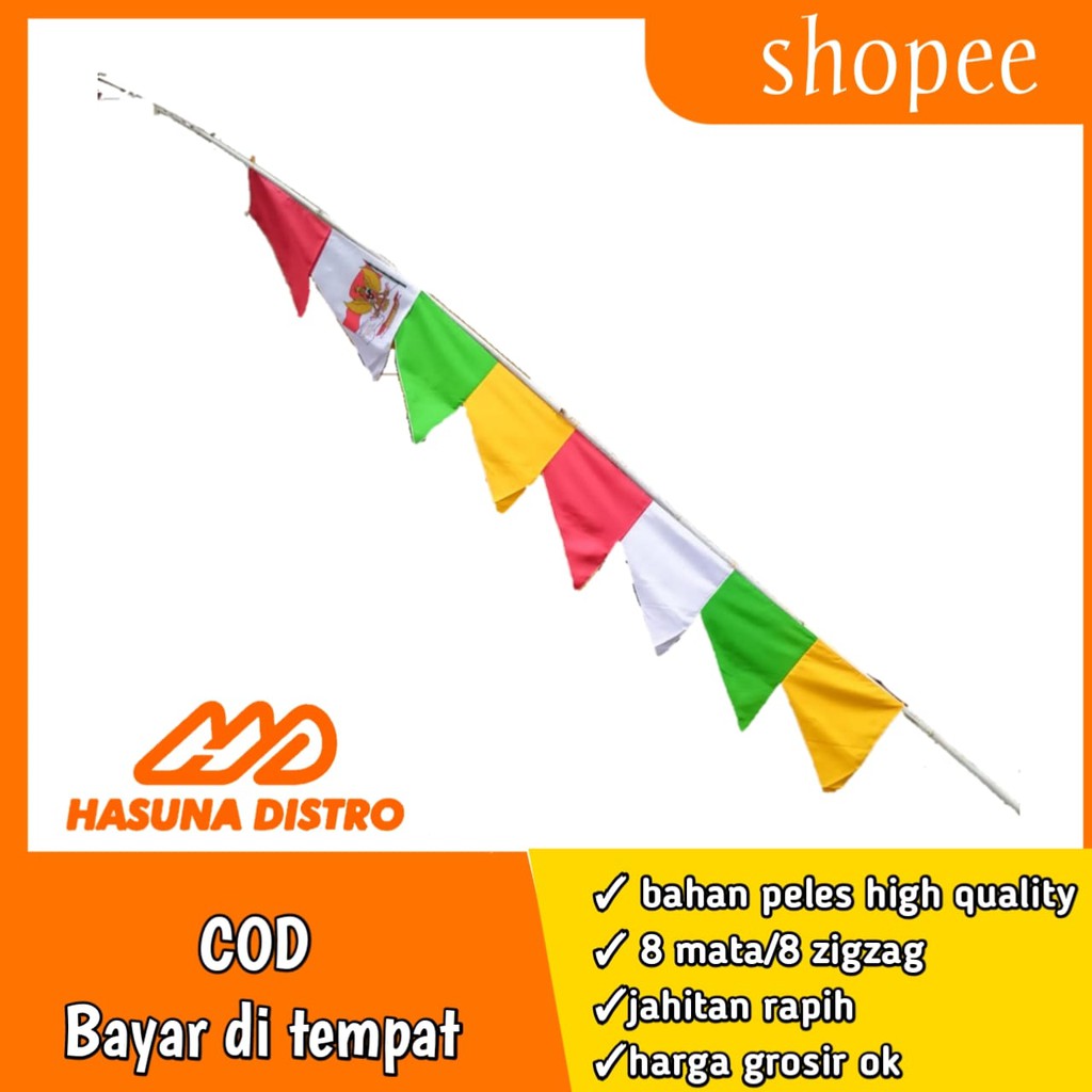 Jual Umbul Umbul Garuda Bendera Warna Warni Model 8 Mata Zig Zag