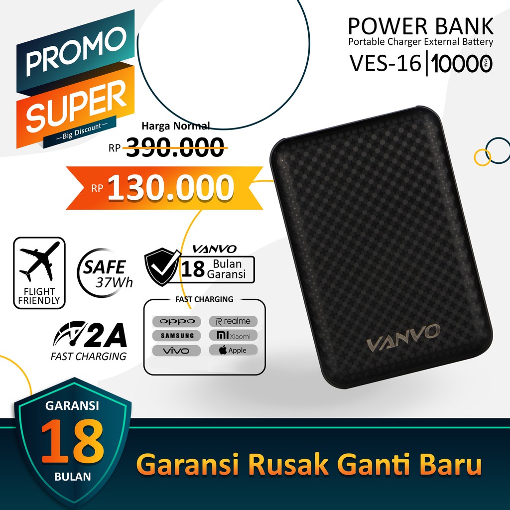 Jual Power Bank Powerbank Mah Vanvo Ves Original Dua Output