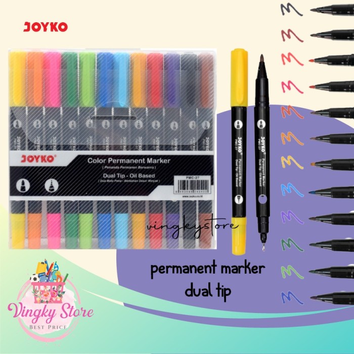 Jual Hadir Pen Spidol Color Permanent Marker Dual Tip Joyko Pmc 27