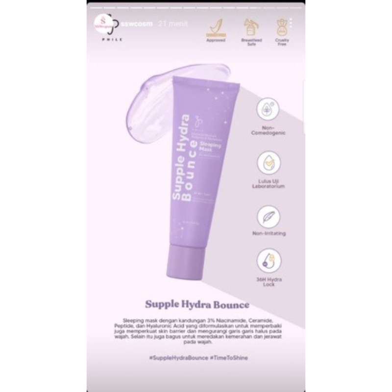 Jual FREE GIFTSupple Hydra Bounce Sleeping Mask By Pileskin