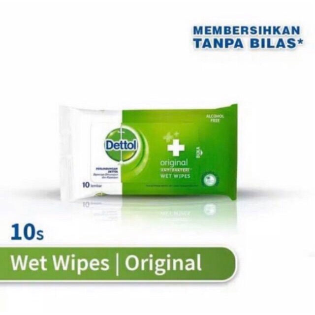 Jual PROMO DETTOL WET WIPES ORIGINAL ANTI BAKTERI ISI 10 LEMBAR TISU