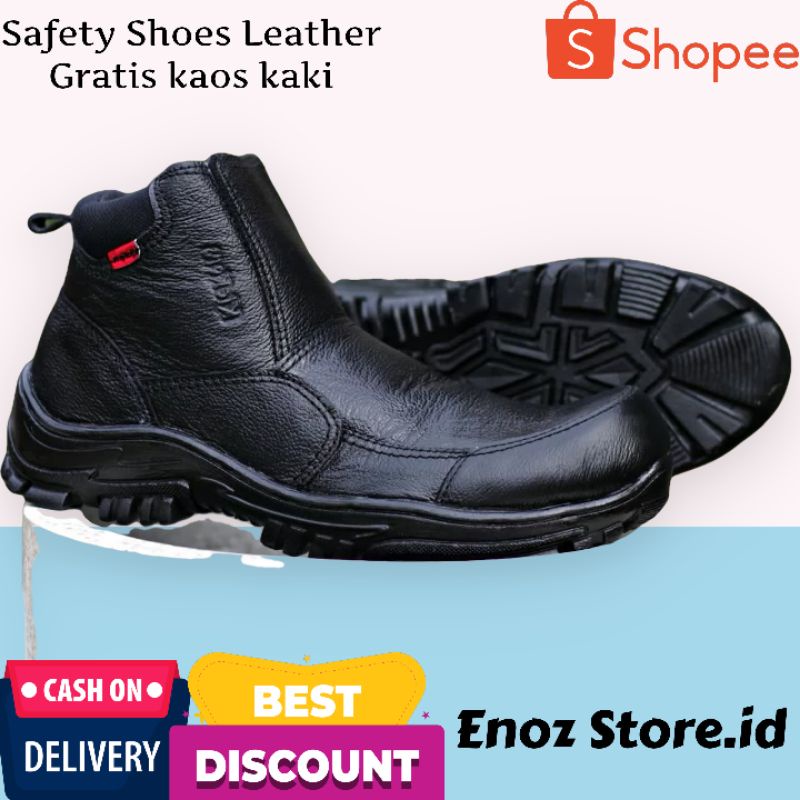 Jual Enoz X Crdl Sepatu Boots Kulit Pria Ujung Besi Safety Boot