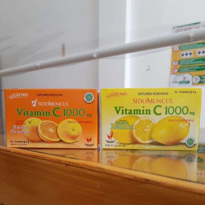 Jual Vitamin C 1000mg Sidomuncul Kemasan Box Isi 6 Sachet Shopee