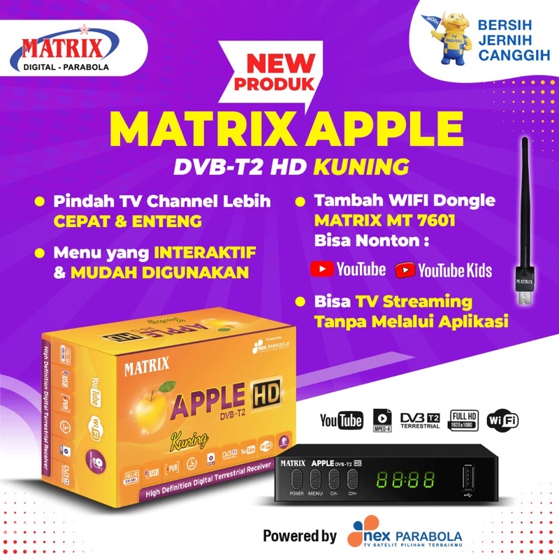 Jual Matrix Set Top Box Dvbt Antena Tv Digital Apple Kuning Shopee