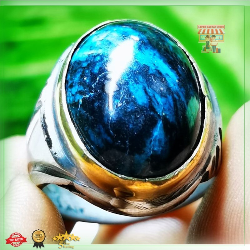 Jual Cincin Natural Batu Akik Bacan Badar Besi Bacan Corak Hitam Bacan